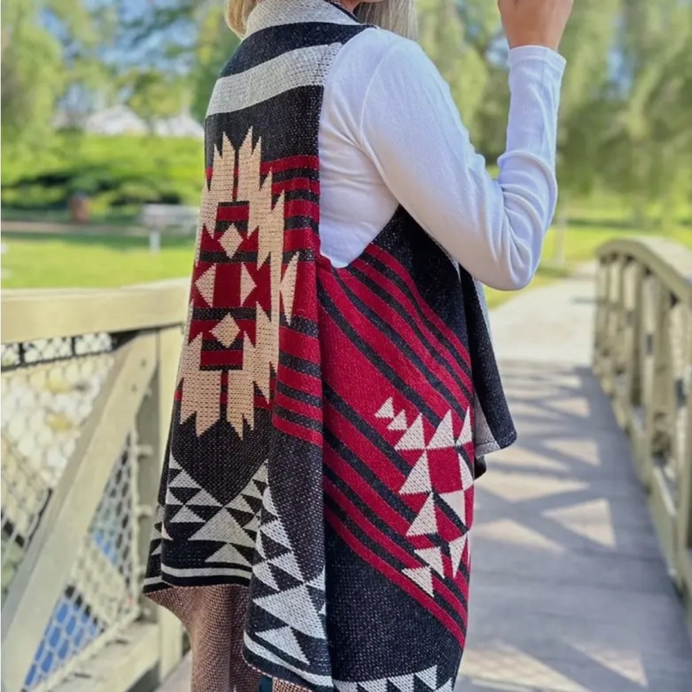 Western Aztec Cowl Vest